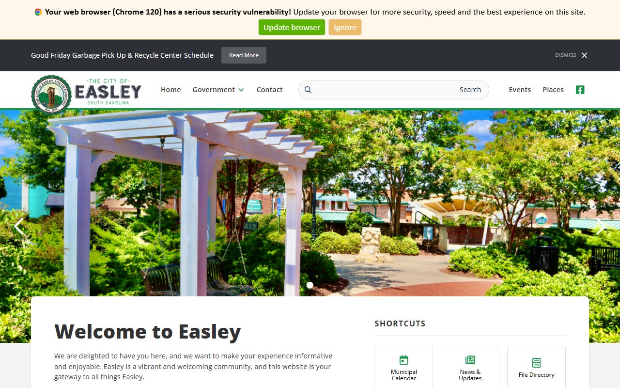 Easley city website for Easley residents directory searches