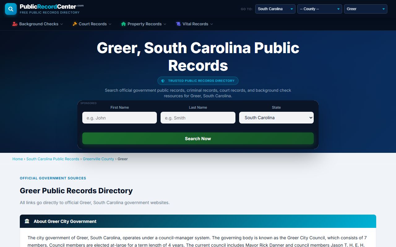 Greer public records directory for Greer residents directory