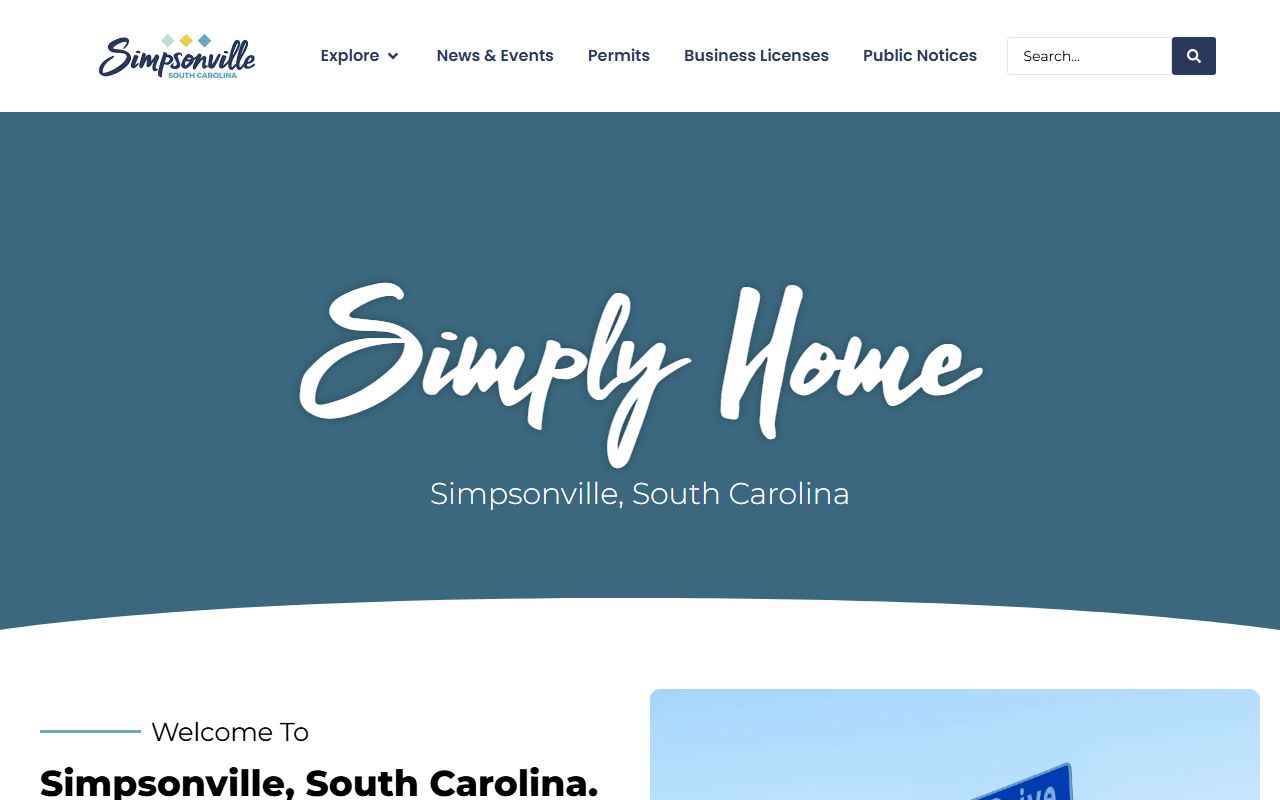 Simpsonville city website for Simpsonville residents directory searches