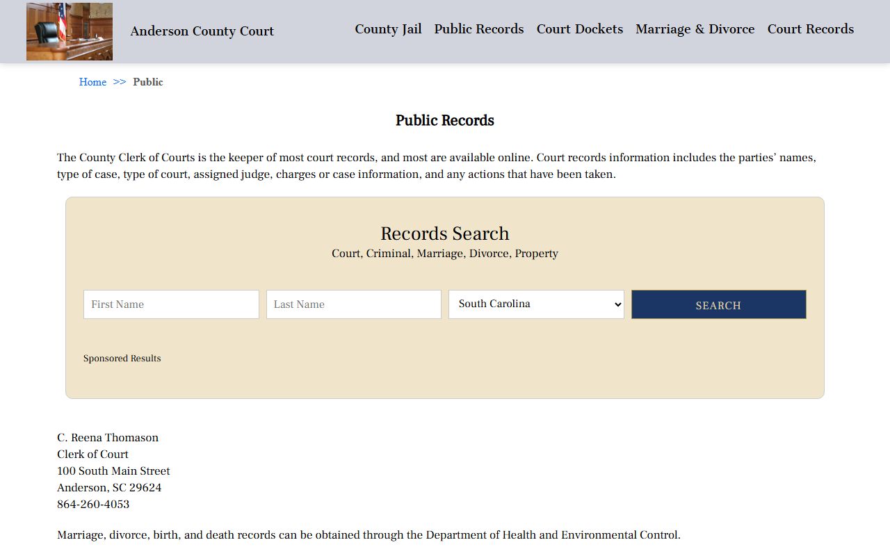 Anderson County public records portal for residents directory