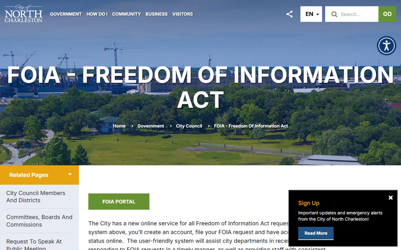 North Charleston FOIA portal for Dorchester County residents directory