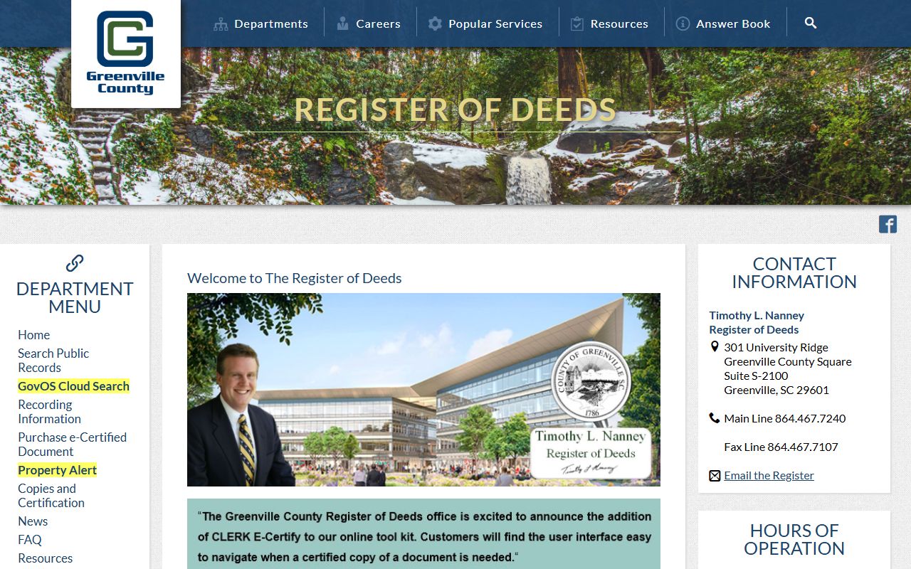 Greenville County residents directory register of deeds