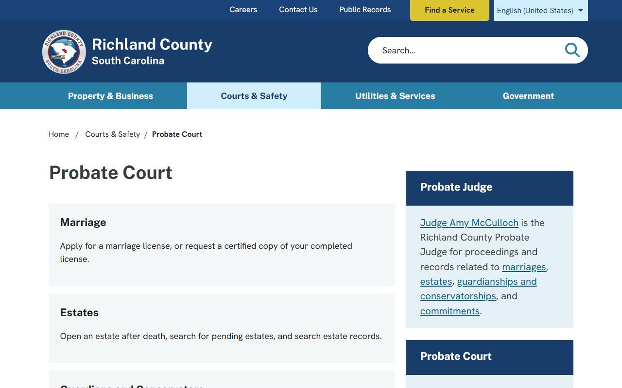 Richland County residents directory probate court