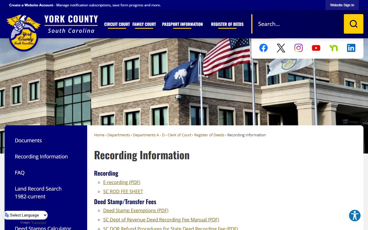 York County recording information for residents directory searches